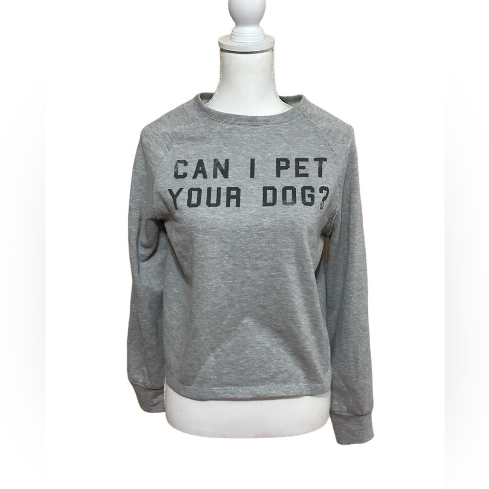 Gilli Gray Graphic Crewneck Sweatshirt "Can I Pet Your Dog?"‎